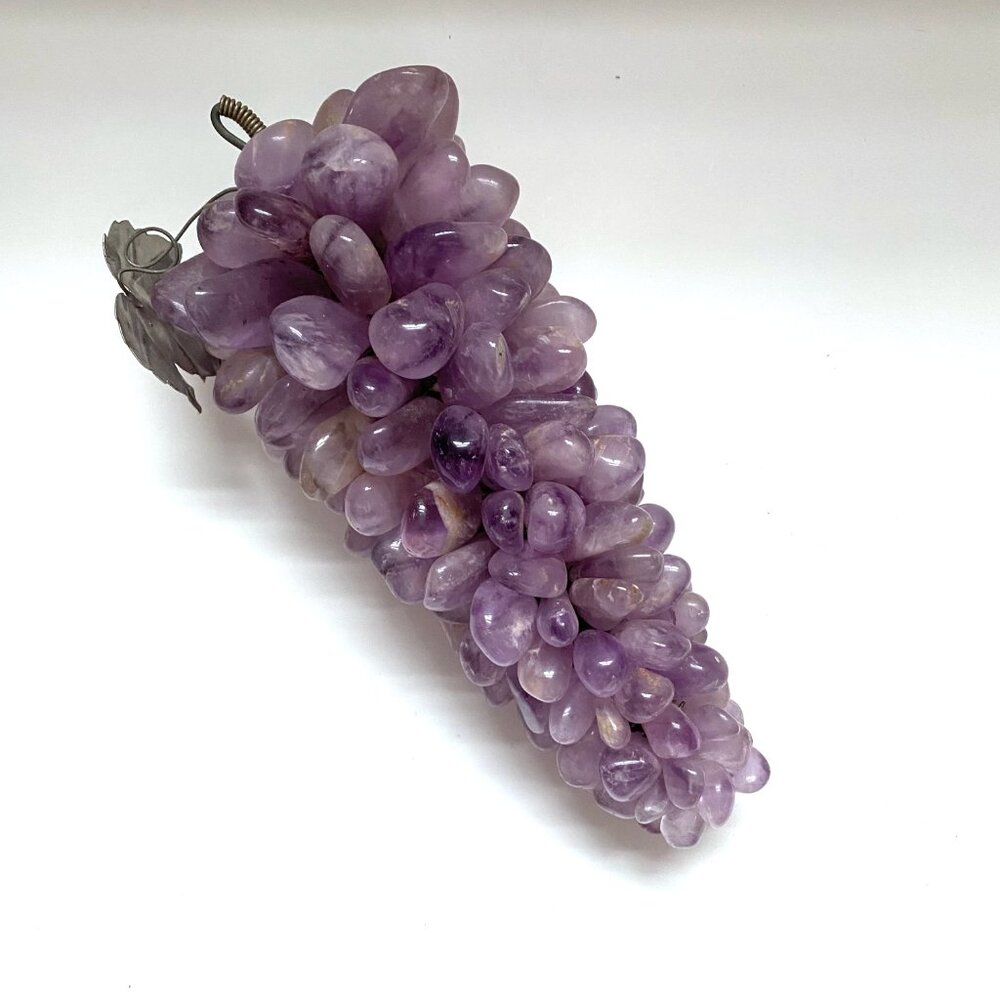 Vintage Brazilian Amethyst Semiprecious Stone Grape Bunch Cluster